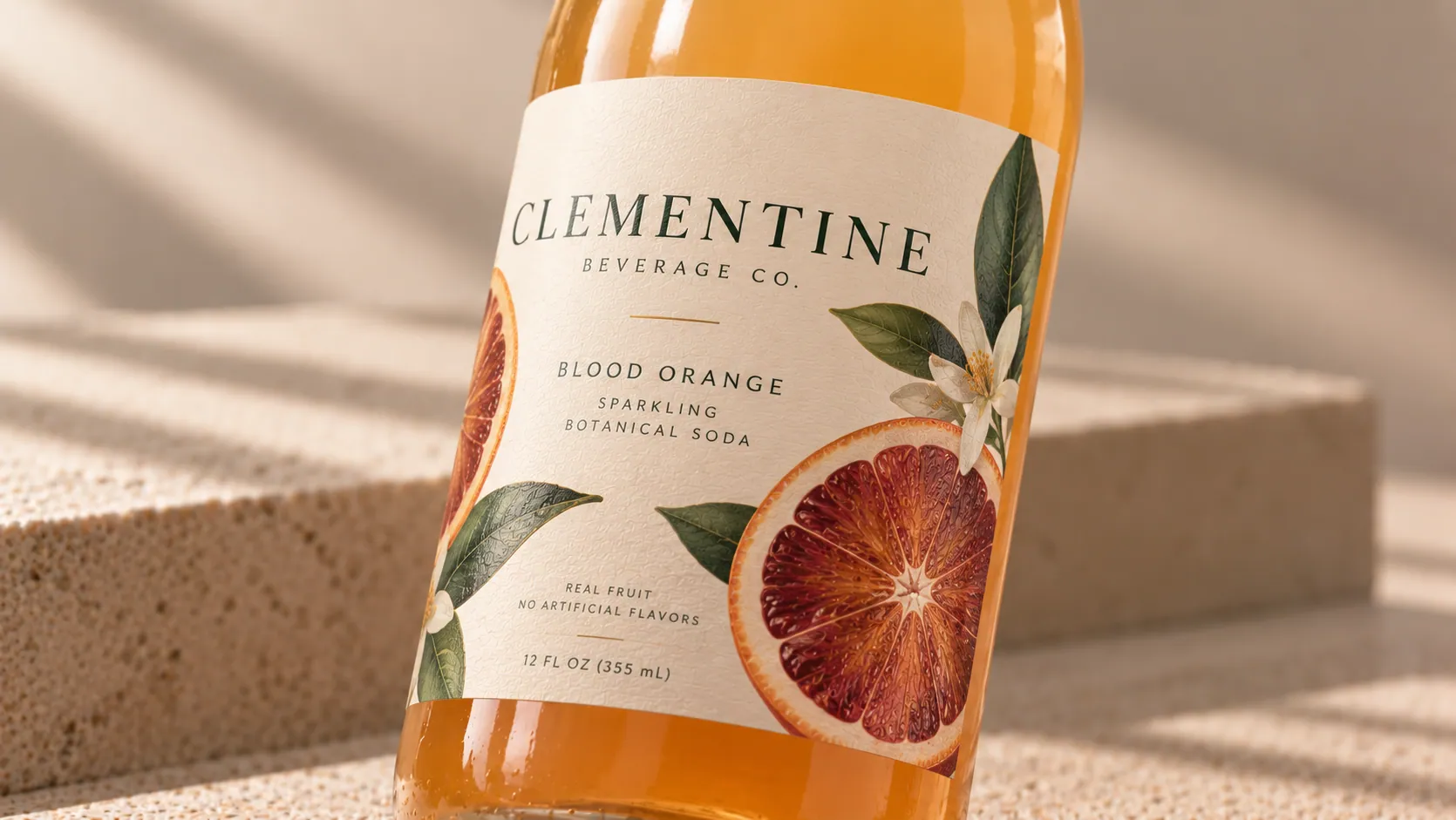 Beverage bottle with a label applied